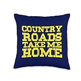 Country Roads Take Me Home West Virginia Throw Pillow