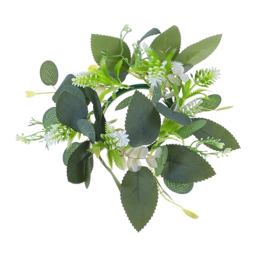 Mikikit Guirnalda de Velas Artificiales Anillos de Velas decoración de Mesa de Boda de Primavera Coronas de sillas Anillo de Velas de eucalipto Velas Bohemias Tela de Seda Verde