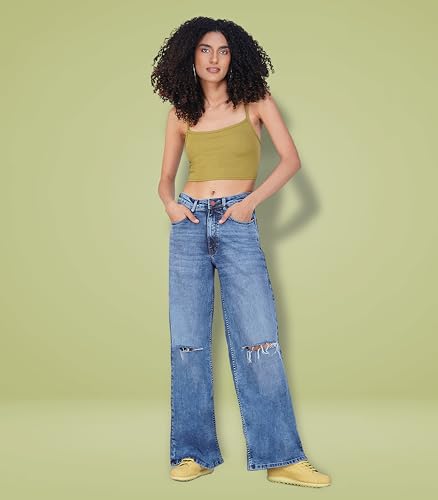 Image of i'sol Jeans for Women | Baggy Jeans for Women High Waist | Wide Leg Jeans for Woman | Bell Bottom Jeans
