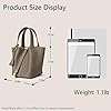 Echtleder-Eimertasche für Damen: Schultertasche, vielseitiger Tragegriff oben, modischer Gemüsekorb, Khaki #5
