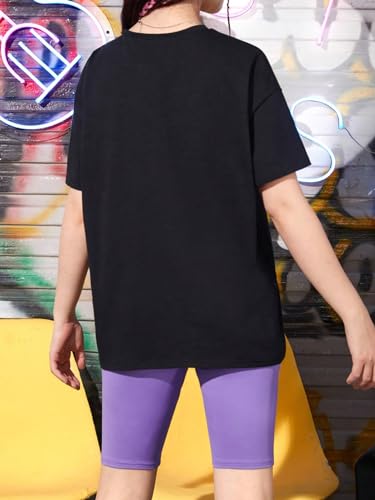 Image of Floerns Girl's Two Piece Outfit Short Sleeve Tshirt and Biker Shorts Set