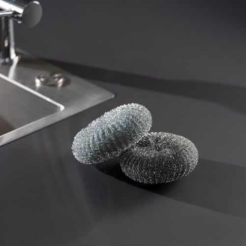 PARENCE.- Set mit 4 Metallschwämmen - 10cm Durchmesser - perfekt für die Starke Reinigung - 4 Stück, Acier