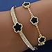 JOYEAR Five Leaf Clover Bracelet,Gold Clover Bracelet Set Preppy Bracelets Valentine's Day Gifts (Black)