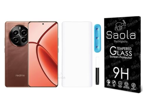 Image of Saola 1-Pack UV Curved Tempered Glass for Realme P1 Pro | 9H Hardness | Edge-to-Edge Full Screen Coverage | UV Light Installation | Scratch Resistant | Case Friendly Screen Protector. (6.7 Inches)