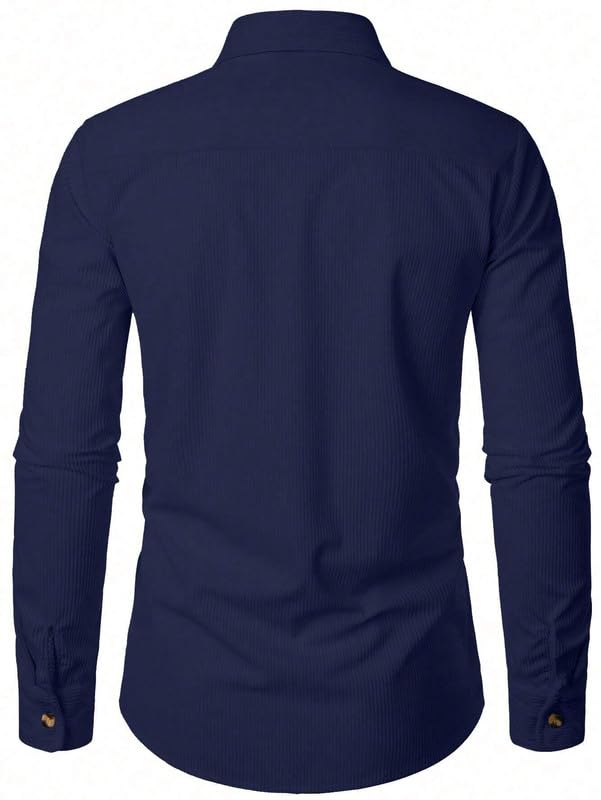 Image of MiraMichi Men's Full Sleeve Corduroy Striped Casual Jacket, Perfect for Everyday Stylish Outfits, Standard Length