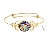 MANZHEN Expandable Adjustable Transparent Abalone Shell Triple Celtic Knot Bangle Bracelets for Women