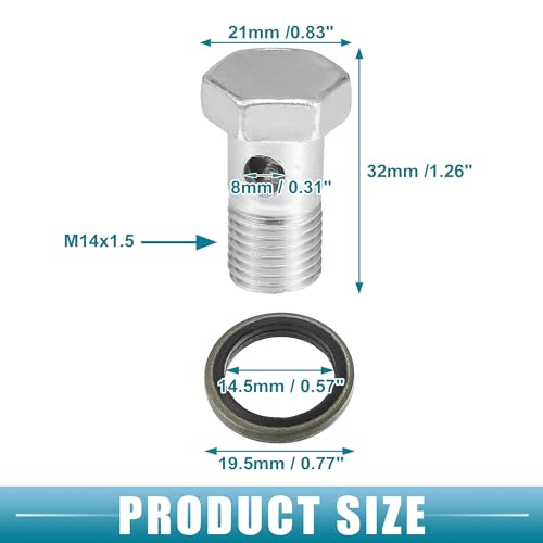 A ABSOPRO Auto Bremsleitung Adapter 1,26\ Länge M14x1.5 Hohlschraube