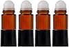 4 Pack 30ml1 oz Amber Glass Roller Bottles Deodorant Roll On Bottles Travel Refillable DIY Deodorant Containers With Plastic Roller Ball For Fragrance Essential Oil Perfume