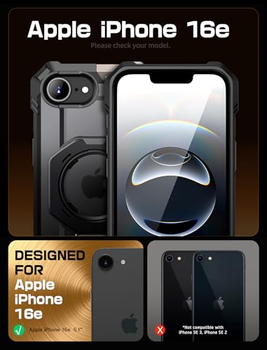 Image of SUPCASE for iPhone 16e Case with Stand (Unicorn Beetle Grip), [Compatible with MagSafe] [Military-Grade Drop Protection] Heavy Duty Rugged Shockproof Magnetic Phone Case for iPhone 16e 6.1 inch, Black