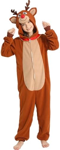 Sincere Party Fleece Renter Onesie für Jungen und Mädchen, Weihnachts -Strampelkostüm für Unisex -Kinder M(6-8)