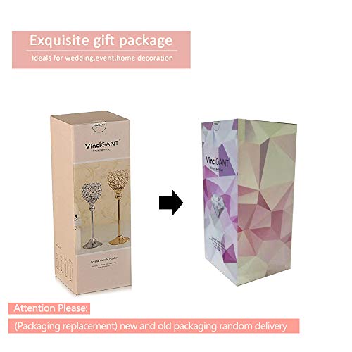 Vincigant Gold Crystal Candle Holders Set Of 2,Pillar Candlesticks For Table Centerpieces, Christmas Home Decor Wedding Party Housewarming Gift #TOP6