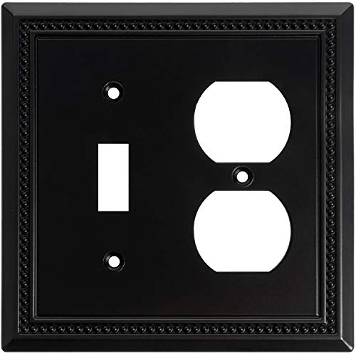 Image of Henne Bery Sunken Pearls Heavy Duty Decorative Wall Plate Switch Plate Outlet Cover (Toggle /Duplex, Matte Black)