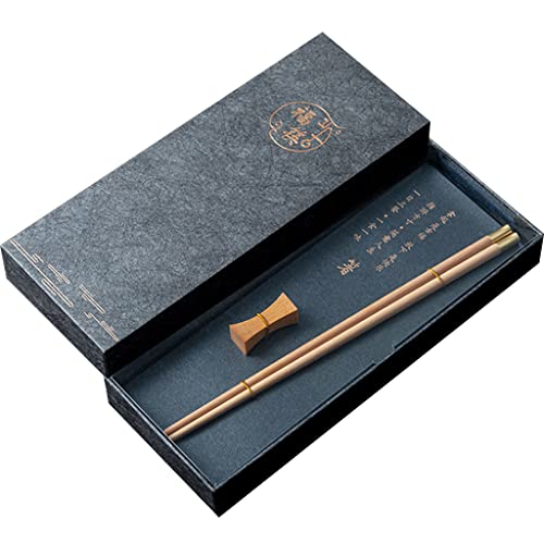 Coffret Cadeau de Baguettes réutilisables en Bois avec étui, Baguettes Rondes à aponaises, Baguettes Chinoises de Luxe en Bois Naturel, Baguettes antidérapantes, lavables au Lave-Vaisselle A
