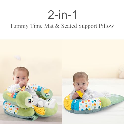 Image of Lovvie & Joy 2-in-1 Tummy Time Mat & Seated Support Pillow,Baby Tummy Time Pillow Support for Newborns and Older Babies,with Detachable Support Pillow and Toys Caterpillar Elf