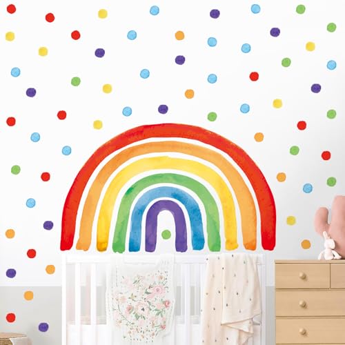 Kasubeso Large Rainbow Wall Decal, Peel and Stick Colourful Rainbows
