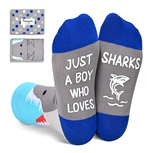 HAPPYPOP Kids Shark Gifts Boys - Funny Silly Socks for