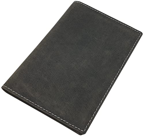 myledershop Büffel-Vollleder Ausweismappe für Fahrzeugschein, Schwerbehindertenausweis, Waffenschein, Jagdschein etc. (Ohne Motiv/Vintage-Grau)
