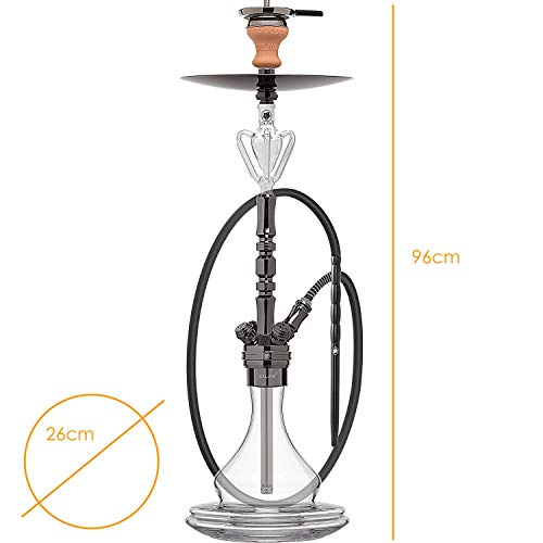 DILAW® TRIPHAN Shisha Edelstahl Black V2A 96cm Hookah Big Size + LED Licht | Wasserpfeife Kaminkopf Komplettset… – Bild 4