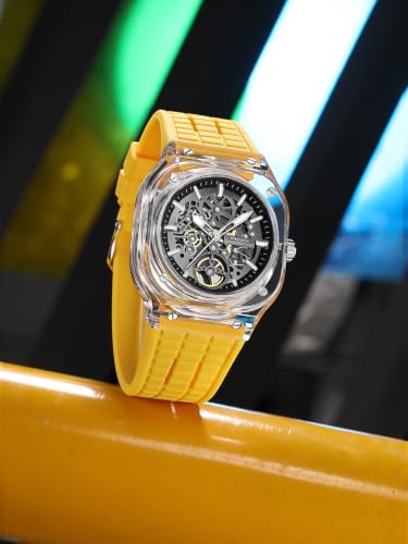 Image of French Connection | Skeleton Dial | Transparent Acrylic Case | Silicone Strap | Quartz Watch for Men - FCG01