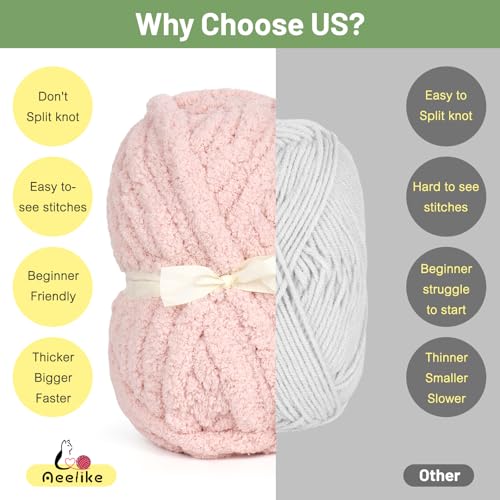 Image of Aeelike Chunky Yarn for Blanket,Jumbo Chenille Yarn for Beginners Knit,2PCS | #10 Giant Chenille Yarn,Soft Thick Yarn for Easy Hand Knitting Crocheting,Tie Dye Mixed Black White Grey,28yds /8oz Each Skein