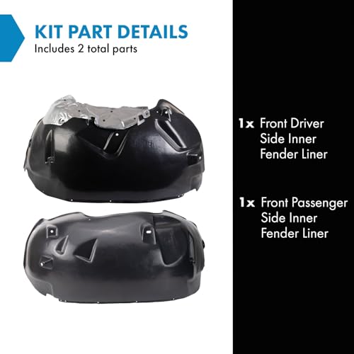 Image of TRQ Front Driver and Passenger Side Inner Fender Liner Set Compatible with 2005-2010 Dodge Dakota 2011 Ram Dakota