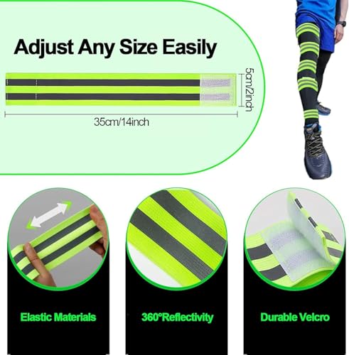 2 PCS High Visibility Armbands, Reflective Wristband, Elasticated Ankle Bands Hi Vis Reflective Running Armbands for Running Walking Cycling Jogging Nigh Outdoor Safety - Image 3