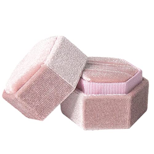 Dukal popchilli Ringschachtel,Ringbox aus Samt ?Sechseckiger Samt Doppelring romantische Ringaufbewahrungsbox Cover