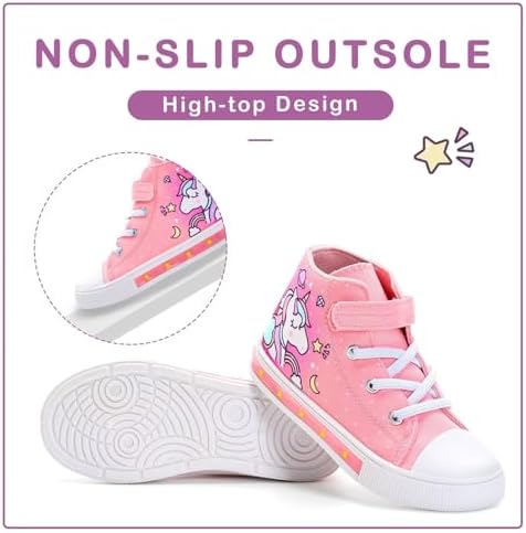 EUXTERPA Kids Light-Up Sneakers, Pink Unicorn, Little Kid Size 11 — view 4