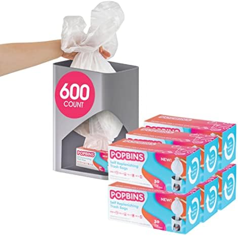 Popbins Self Replenishing Clear 4 Gallon Trash Bag – 600 Count Easily Accessible Small Garbage Bags For Bathroom Trash Can And Mini Office Bins- With Patented Design Popbins Self Replenishing Clear 4 Gallon Trash Bag – 600 Count Easily Accessible Small Garbage Bags For Bathroom Trash Can And Mini Office Bins- With Patented Design