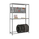 Simon Rack Simonauto Reifenregal, Reifenregal, inklusive Werkzeugtafel mit Zubehör, 2000 x 1000 x 400 mm, Regal für 4 Reifen, Grau