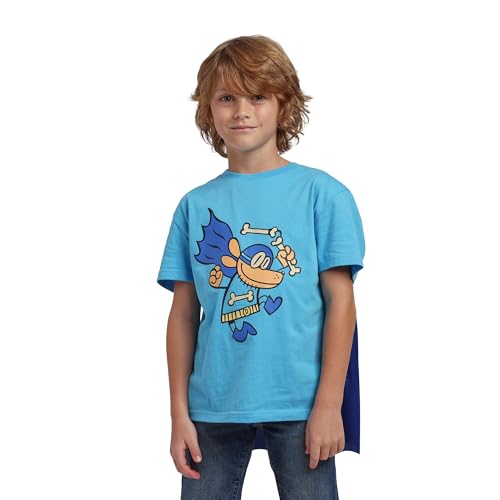 Bioworld Dog Man Superhero Costume Boy's Blue Crew Neck Short Sleeve T-Shirt with Detachable Cape 6/7 (S)