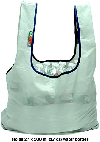 Miniatura 7 de EcoJeannie Paquete de 3 bolsas plegables de nailon Ripstop súper fuertes y reutilizables con bolsa incorporada