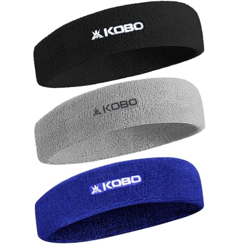 Image of Kobo Gym Headband for Men and Women - Sports Headband for Workout & Running, Breathable, Non-Slip Sweat Head Bands for Long Hair (Imported)