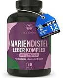 Mariendistel Leber Komplex - Testsieger-Online 11/25 - 180 Kapseln - 480mg Silymarin - Mariendistel, Artischocke, Löwenzahn, Cholin trägt zur Erhaltung einer normalen Leberfunktion bei - TRUE NATURE