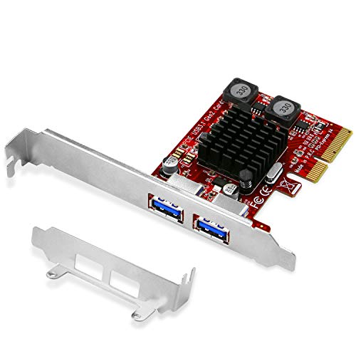PCI Express to 2 USB 3.1 Gen2 Type A 10Gbps Ports Expansion Card for Windows 7,8,8.1,10,Server (32 64) and MAC OS 10.9,10.10,10.12,10.13,10.14,10.15 PCs-with Smart Power Control Technology (PCE-U312A)