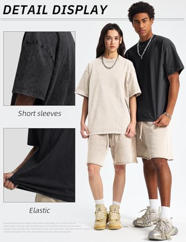 Image of Arssm Men Oversized T Shirts Vintage Tee Loose Fit Short Sleeve Casual Streetwear Baggy Washed Unisex Tops