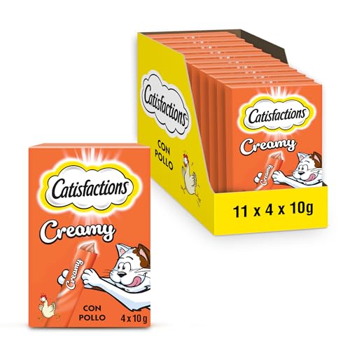 Catisfactions, Snack Cremoso Liquido per Gatto, con irresistibile Pollo, 11 Confezioni da 40 g