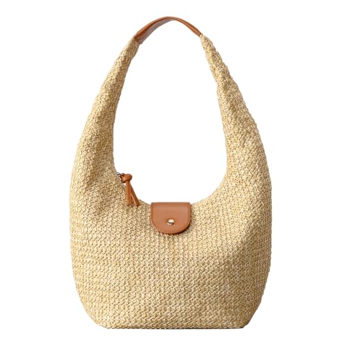 Bolso de paja tote suave para mujer verano playa miniatura 1