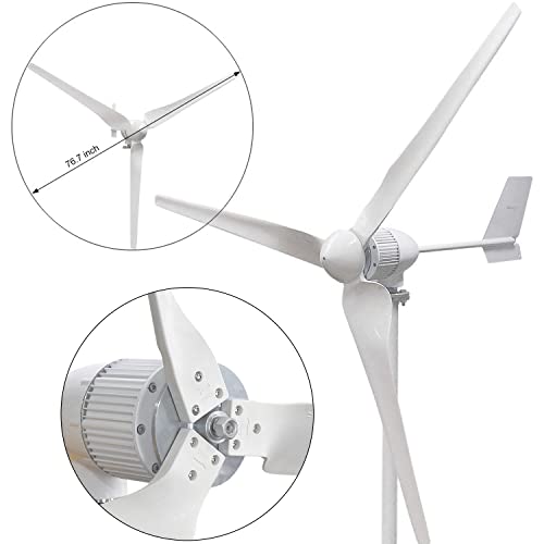 PIKASOLA 1000W 24V Permanent Magnet Wind Turbine Generator 3 Blades Economy Homes Windmill for Wind Solar Hybrid System 2.5m/s Start Wind Speed with Controller for Wind Solar System (24V) - Thumbnail 4