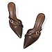 femflame Kitten Heels Mules Chocolate Pointed Toe for Women Slingback Sandals Dress Slip on Stiletto Heels Pumps PU Leather with Fashion Metal Buckle Strap for Party Daily Dressy