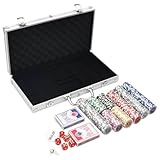 Homgoday 500-Piece Professional Poker Set with Aluminum Case - Casino Style Gaming for Home Parties - Multicolor Chips, 4 cm Diameter, 11.5 g Weight Model80417