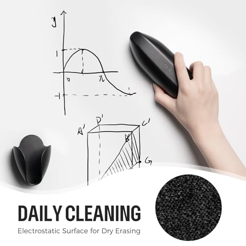 Image of loukin Double-Sided Replaceable Whiteboard Eraser with Cleaner, Black | Dual-Surface Cleaning, Replaceable Pad, Precision Erasing, Magnetic Storage Holder, AP Certified Cleaner, Dry & Wet Erasing