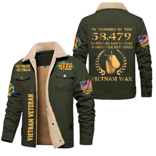 Personalized Vietnam Veteran Fleece Lined Polyester Jacket Vietnam Veteran Plucked Jacket For Men Keepsake Gifts For Grandpa Husband Dad
