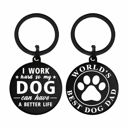 Mataly Dog Dad Gifts for Men - Best Dog Dad Ever Keychain Gifts for Birthday, I Work Hard So My Dog Can Have A Better Life