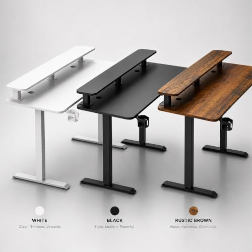 Image of DrLuxur Zenith Momentum Electric Standing Desk 140x60cm | Monitor Riser | One-Piece 15mm Tabletop | Height Adjustable 70-114cm | 3 Memory Presets | BIS Certified | Child Lock | 5 Year Warranty (RUST)