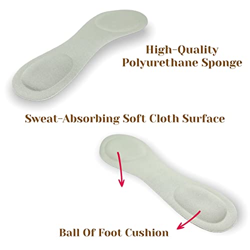 Image of CB 4-Pairs of Cloth Surface Sponge Inserts Invisible Slim Lightweight Insoles Liners, Ball of Foot Pain Relief Cushion, Barefoot Support, 3 /4 Length for Women's Shoes 5-8, Style B, Black & Light-Gray
