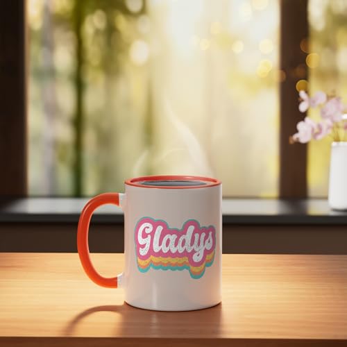 Taza cerámica personalizada vintage 70s 11oz naranja/blanca miniatura 3
