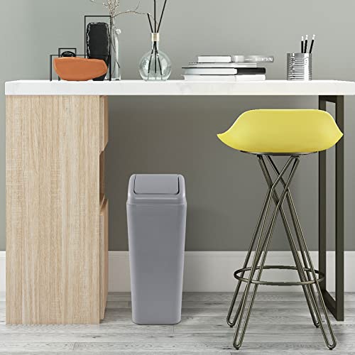 Image of Esdiplot 3.5 Gallon Swing Lid Waste Can, Plastic Swing-Top Trash Can, Gray