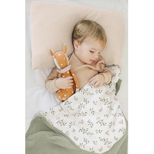 Image of Konssy Muslin Baby Blankets, Super Soft 100% Cotton Crib Blanket | Soft Lightweight Nursery Swaddling Wrap for Girls Boys, Infant Toddler, 40 X 36 In, Rabbit