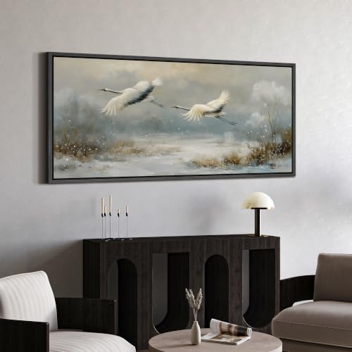 Image of MUDECOR Extra Large Framed Canvas Print Wall Art Crane Art for Living Room